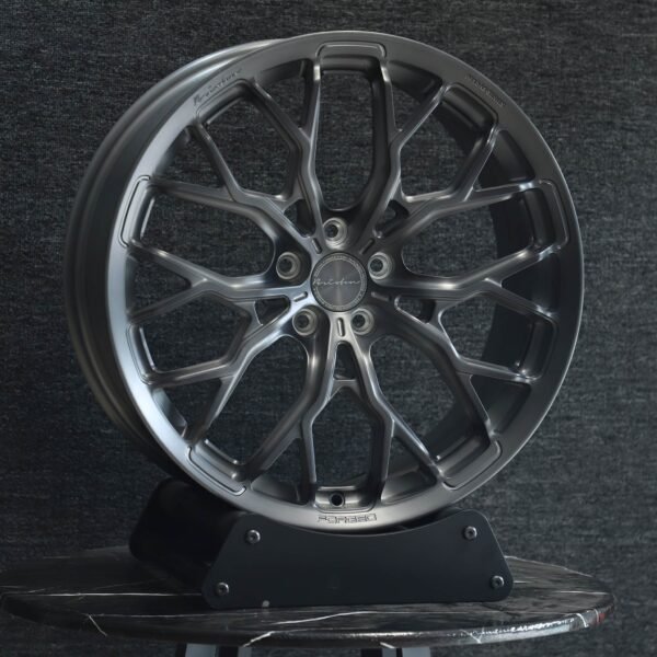 Porsche 911 wheels – Brixton Gunmetal 10 Y-Spoke, front view