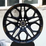 Brixton-Style Matte Black 10 Y-Spoke Gold Pinstripe Forged Wheels – Porsche 911 / M3 Fitment (5-Lug)