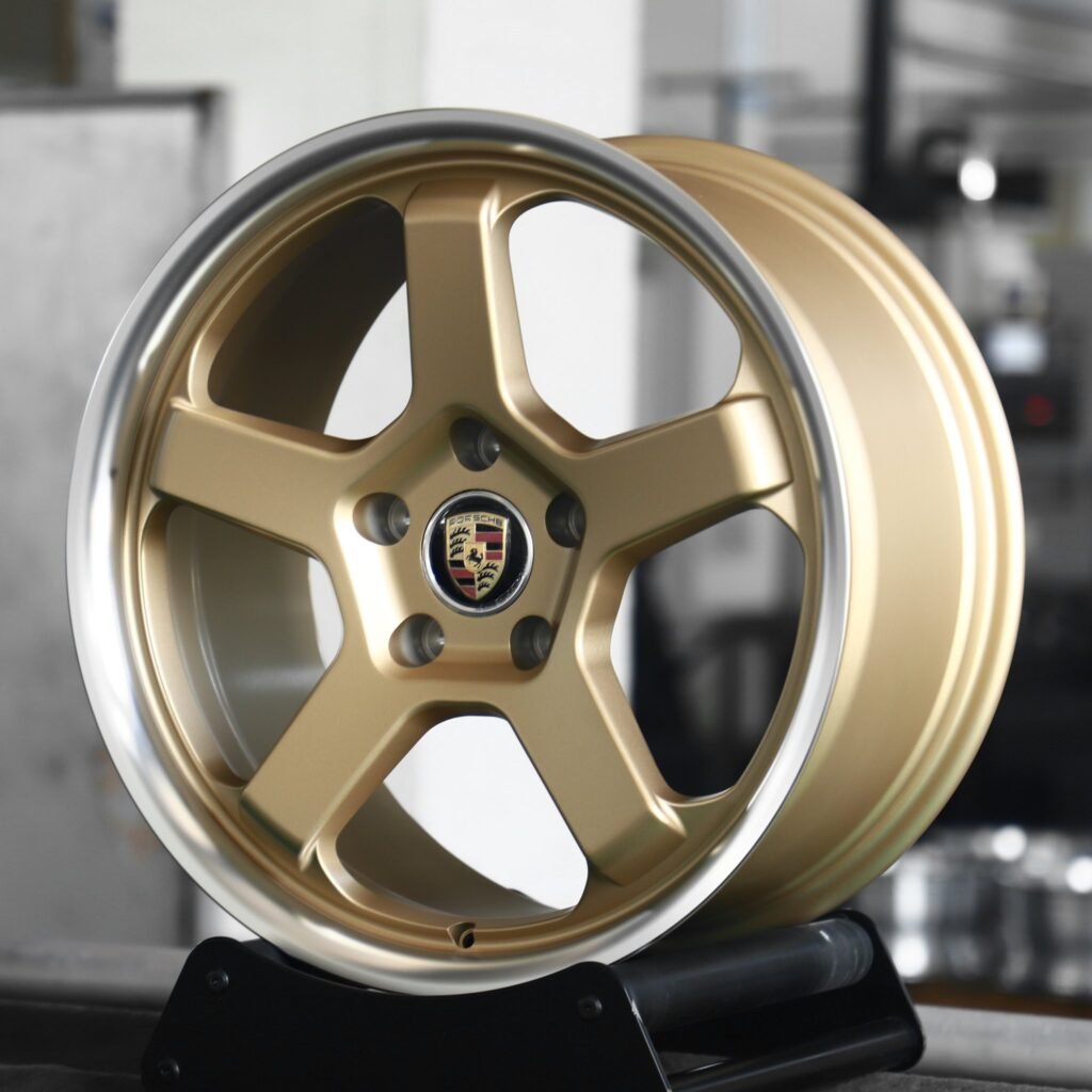 Porsche Panamera wheels – Bronze 5-Spoke Deep Lip, angled view