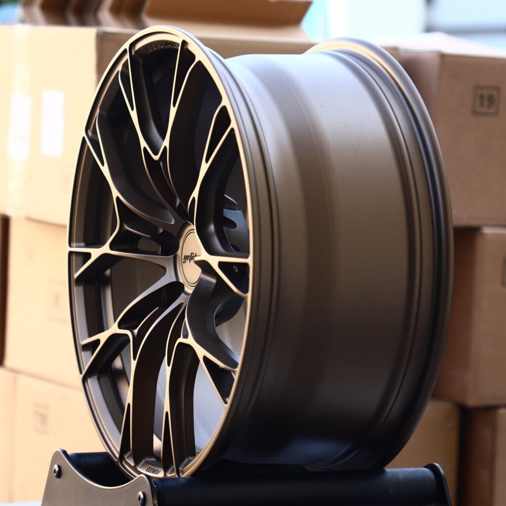 5x114.3 wheels – Bronze Cross-Spoke, side view