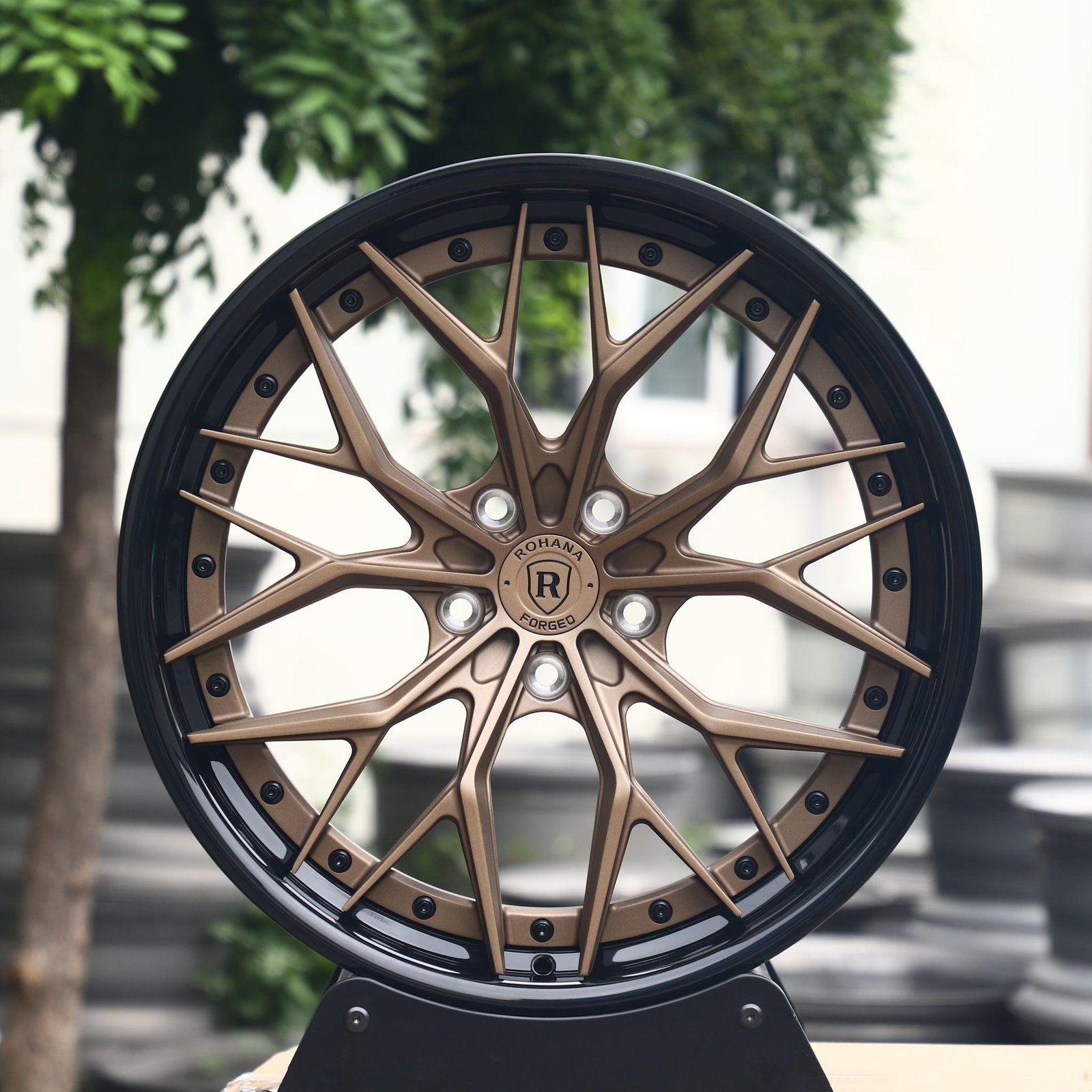 Audi A6 wheels – Bronze / Gloss Black 2-Piece, front view