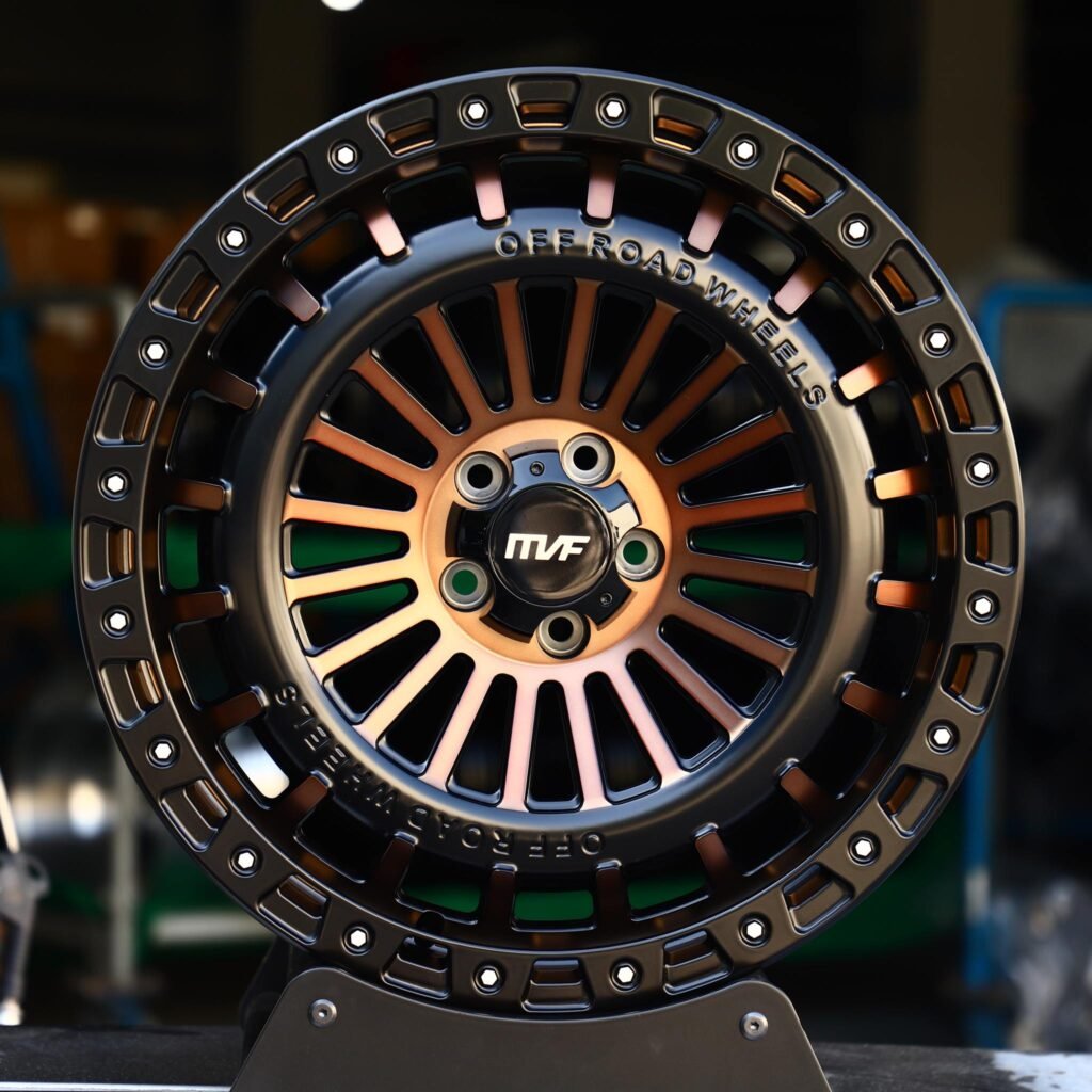 Toyota 4Runner wheels – Bronze / Gloss Black Exposed Bolt Detail Double Ring Lip, front view