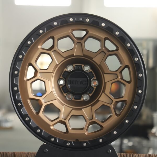 Toyota 4Runner wheels – Bronze / Gloss Black Exposed Bolt Detail (KMC-Style), front view
