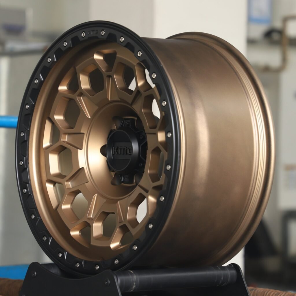 Chevrolet Silverado 1500 wheels – Bronze / Gloss Black Exposed Bolt Detail (KMC-Style), lip and barrel detail
