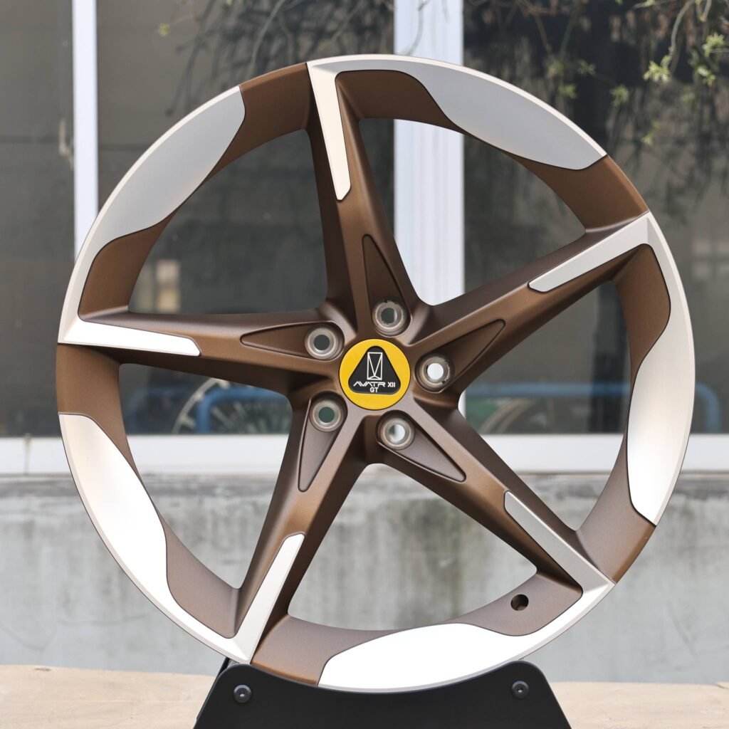 Bronze Gold 5-Spoke Directional Forged Wheels - Zeekr 001 / Porsche 911 Fitment (5-Lug) Monoblock forged wheel