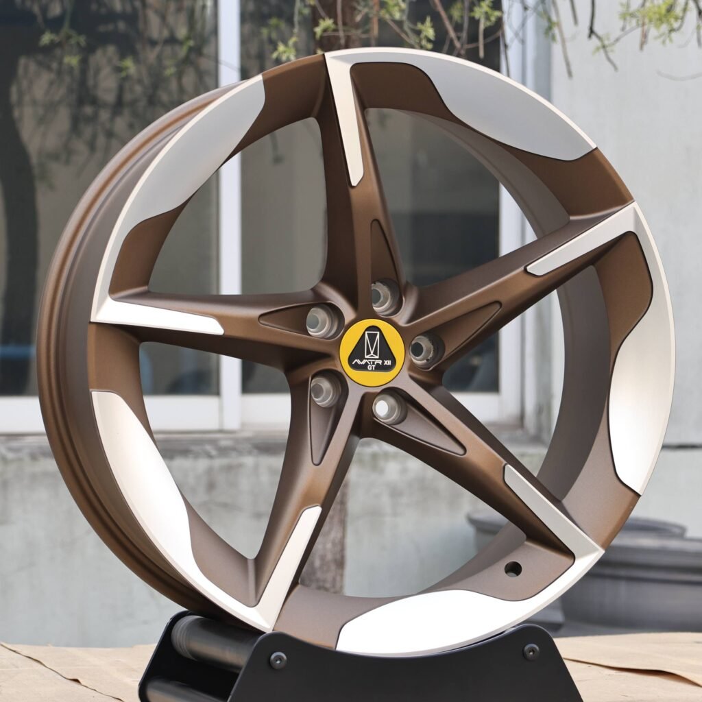 Bronze Gold 5-Spoke Directional Forged Wheels - Zeekr 001 / Porsche 911 Fitment (5-Lug) view 2