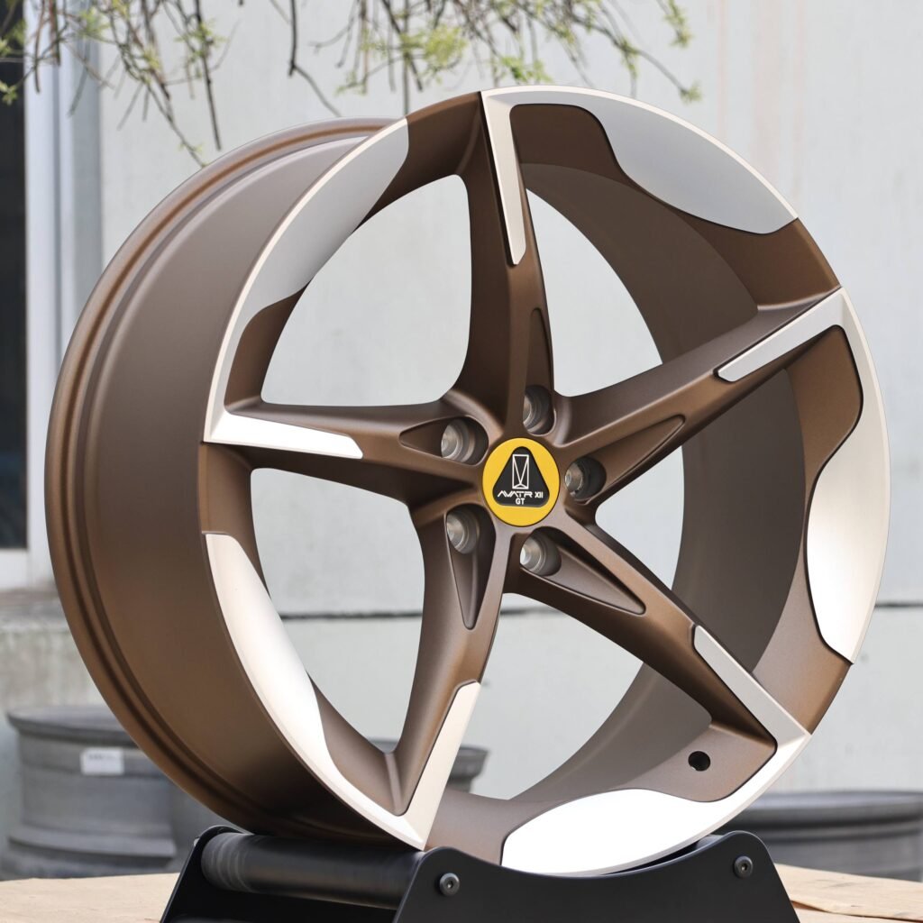 Bronze Gold 5-Spoke Directional Forged Wheels - Zeekr 001 / Porsche 911 Fitment (5-Lug) view 3
