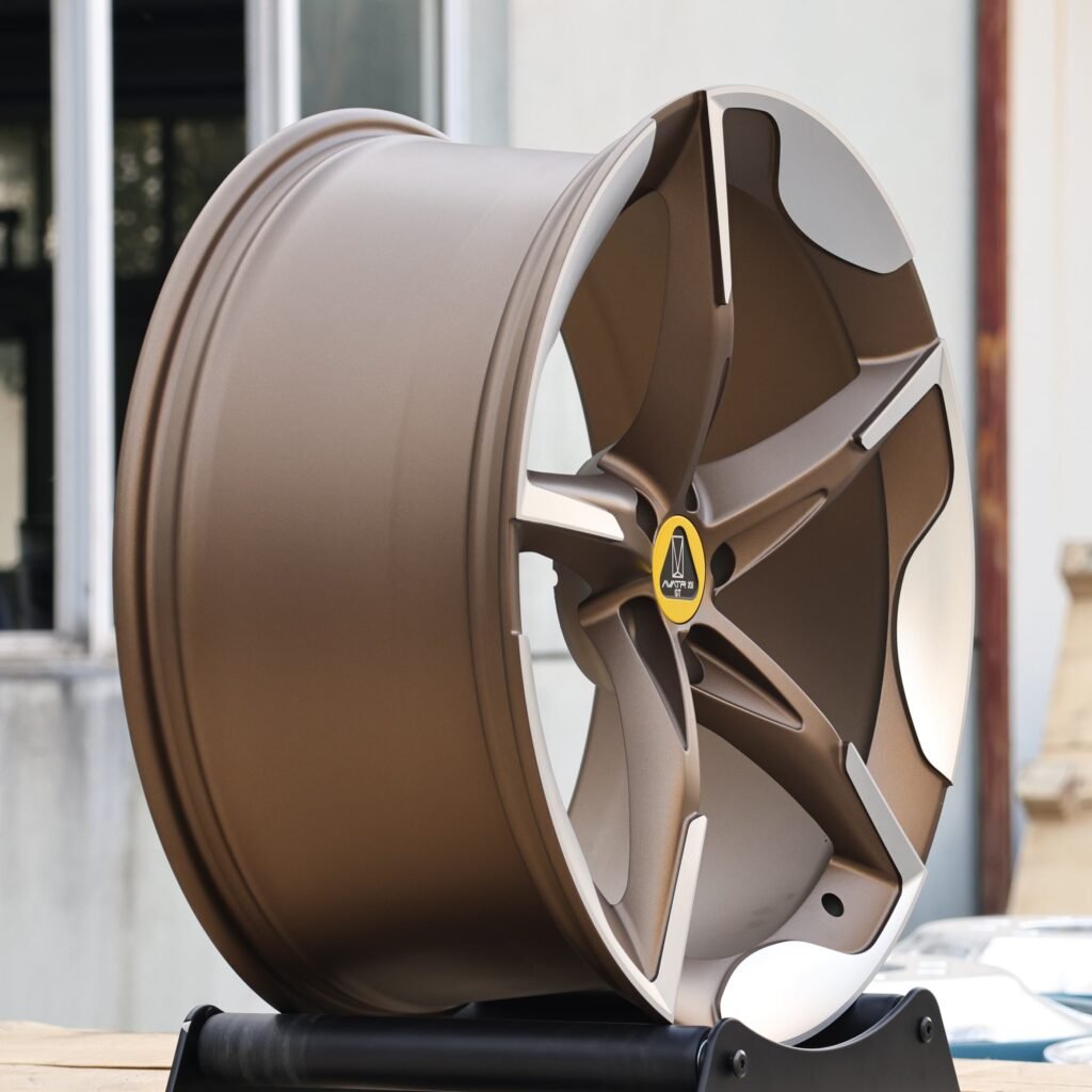 Bronze Gold 5-Spoke Directional Forged Wheels - Zeekr 001 / Porsche 911 Fitment (5-Lug) view 4