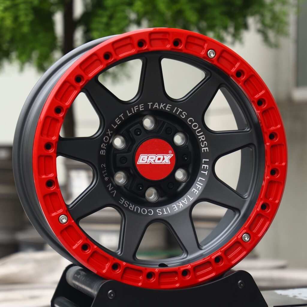 Toyota Tacoma wheels – BROX Custom Finish Beadlock, angled view
