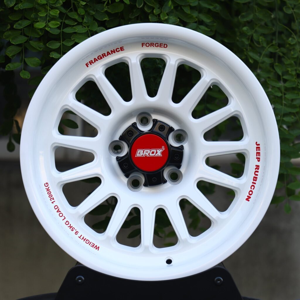 Porsche 911 wheels – Brox Gloss White 15-Spoke Deep Lip, front view
