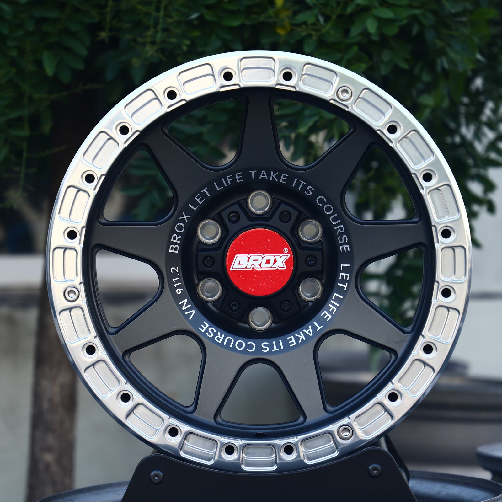 Toyota 4Runner wheels – BROX Gray 9-Spoke Beadlock, front view