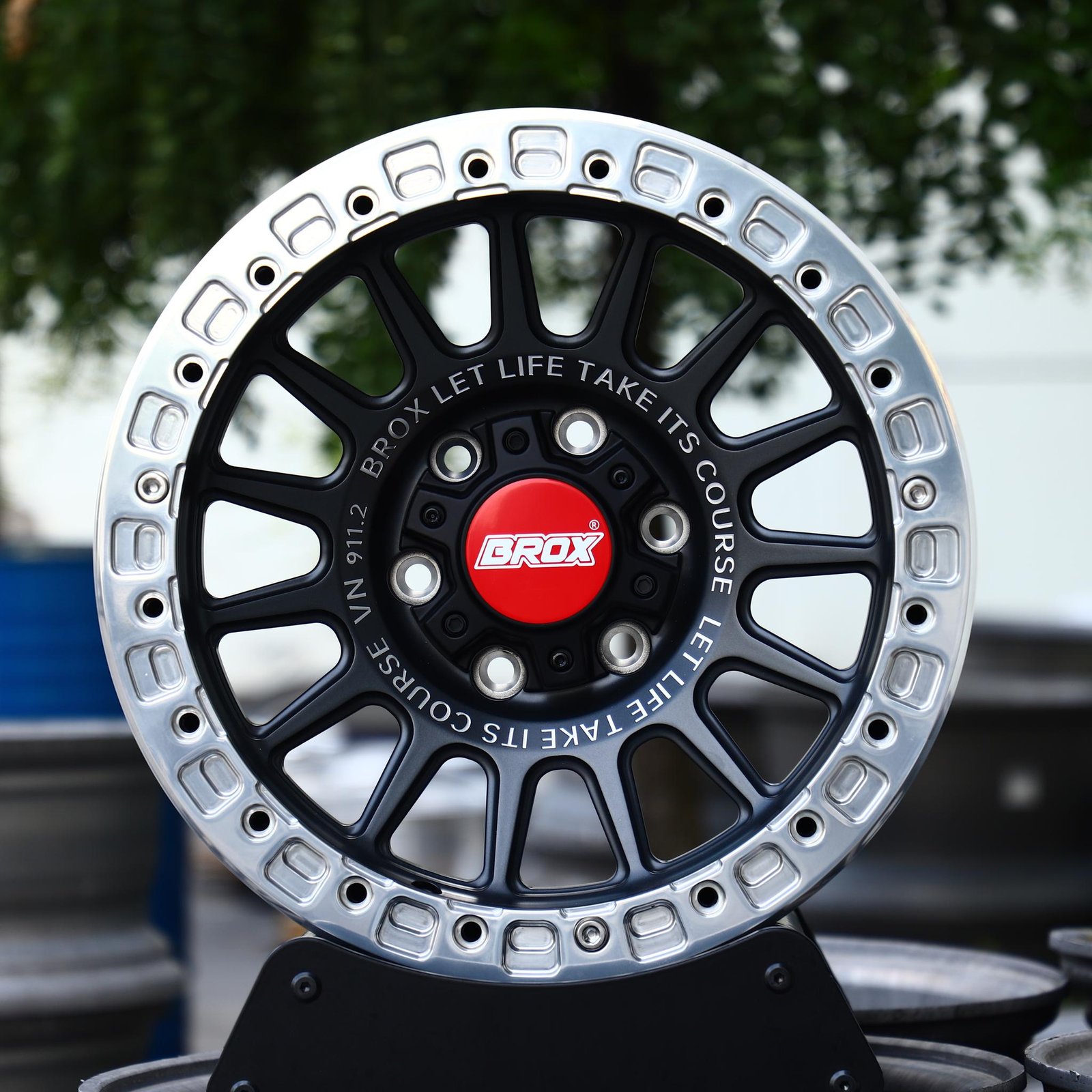 Toyota 4Runner wheels – BROX Gray Beadlock, front view