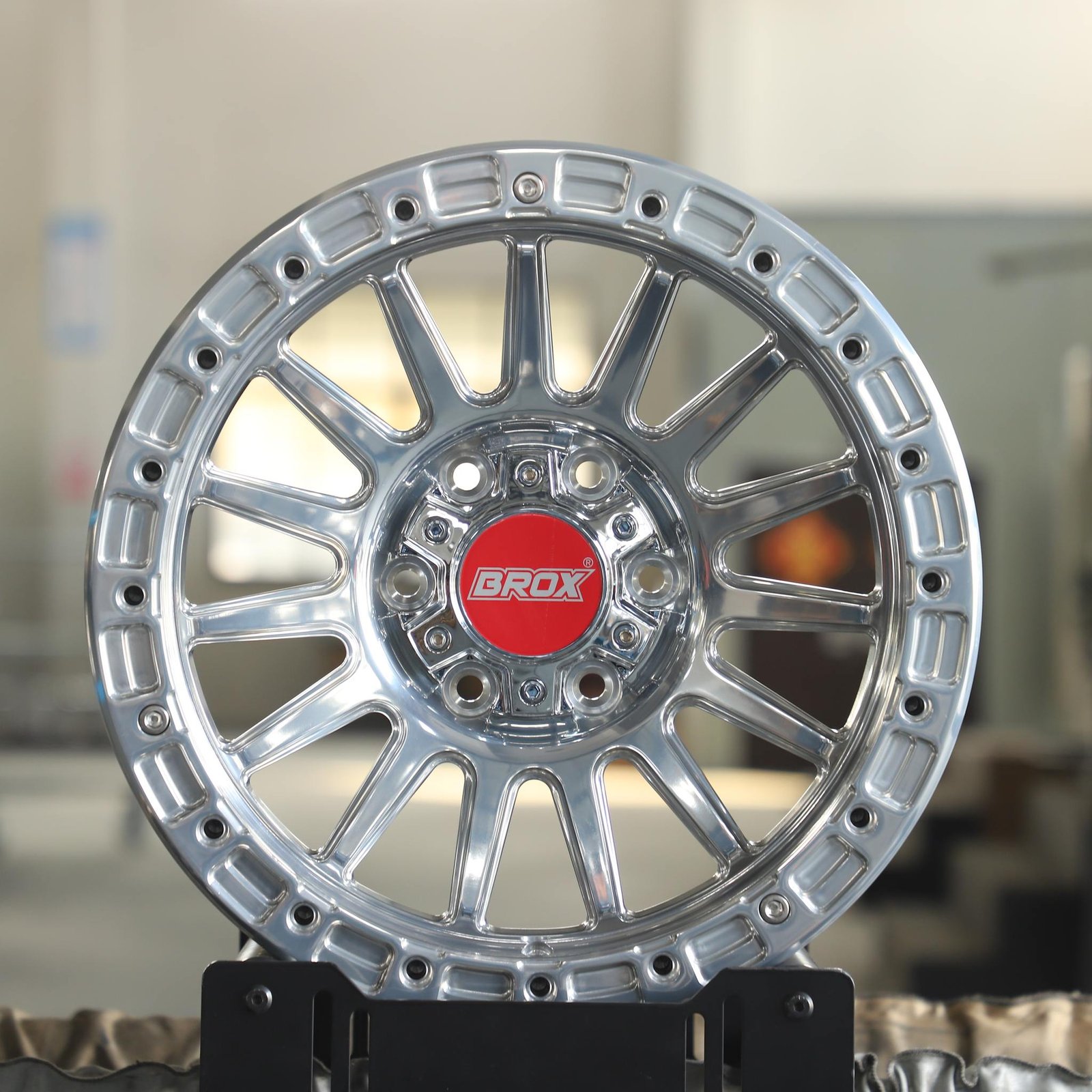 Toyota 4Runner wheels – BROX Silver 15-Spoke Beadlock, front view