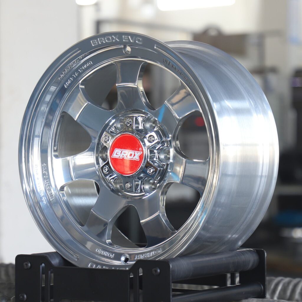 Toyota Tacoma wheels – BROX Silver 7-Spoke Deep Lip, angled view