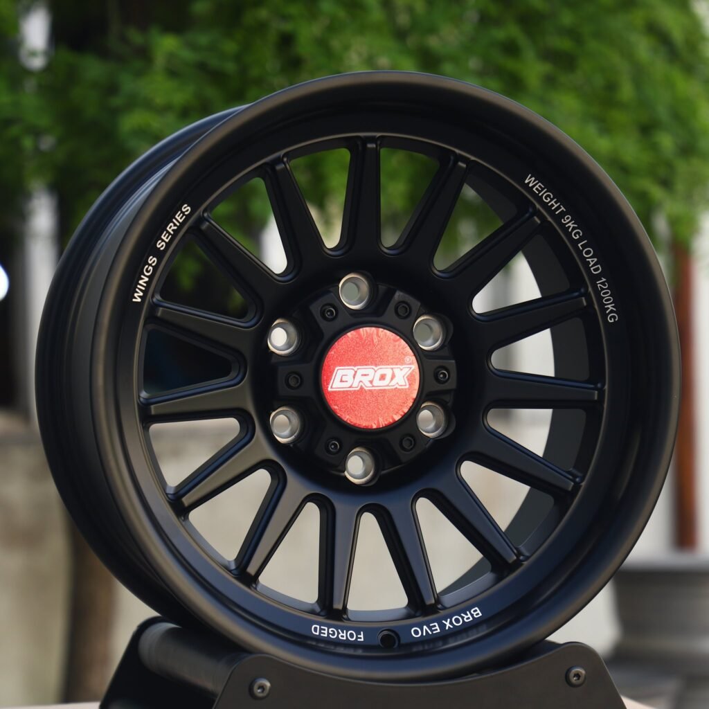 Chevrolet Silverado wheels – Matte Black 15-Spoke Deep Dish (Brox-Style), angled view