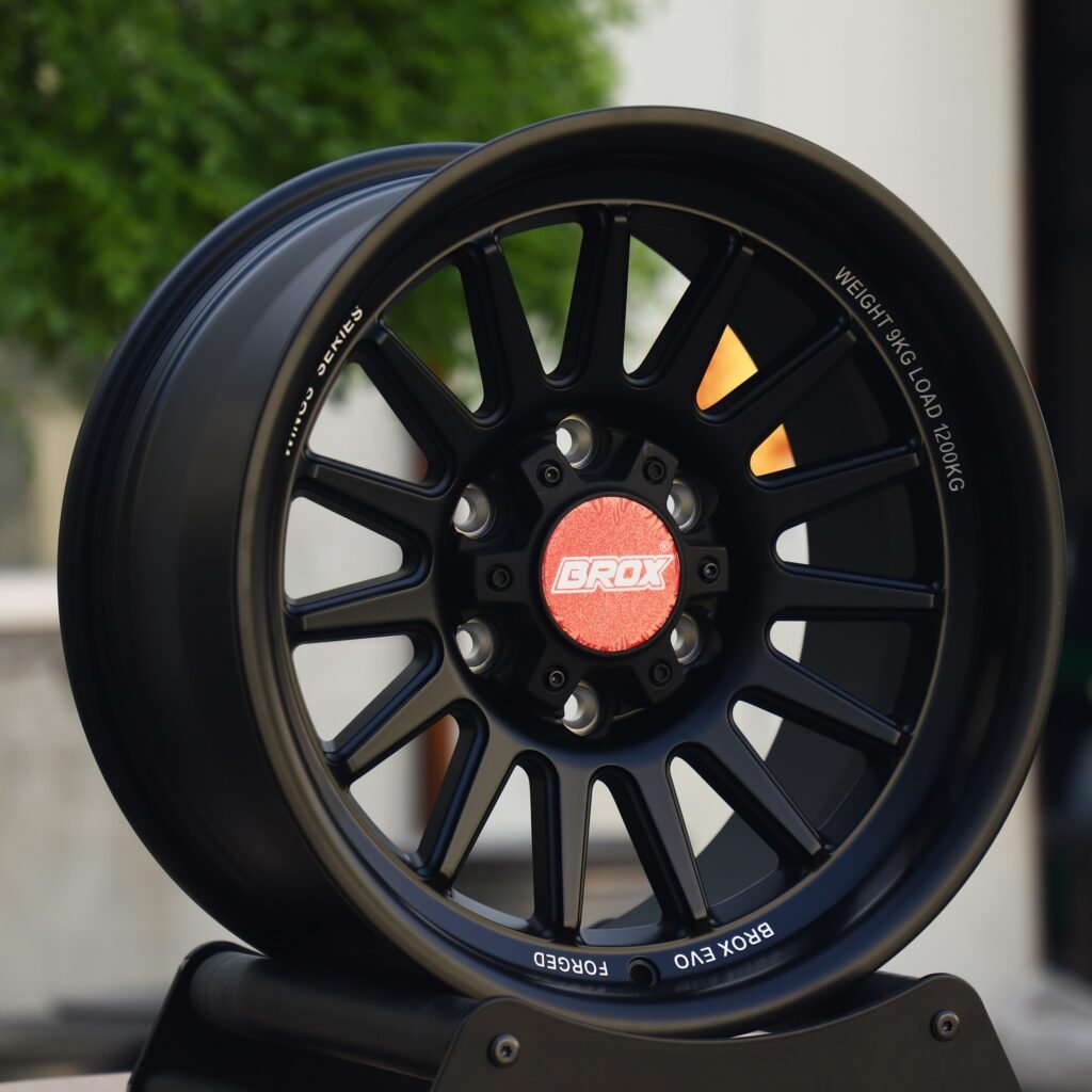 6x135 wheels – Matte Black 15-Spoke Deep Dish (Brox-Style), side view