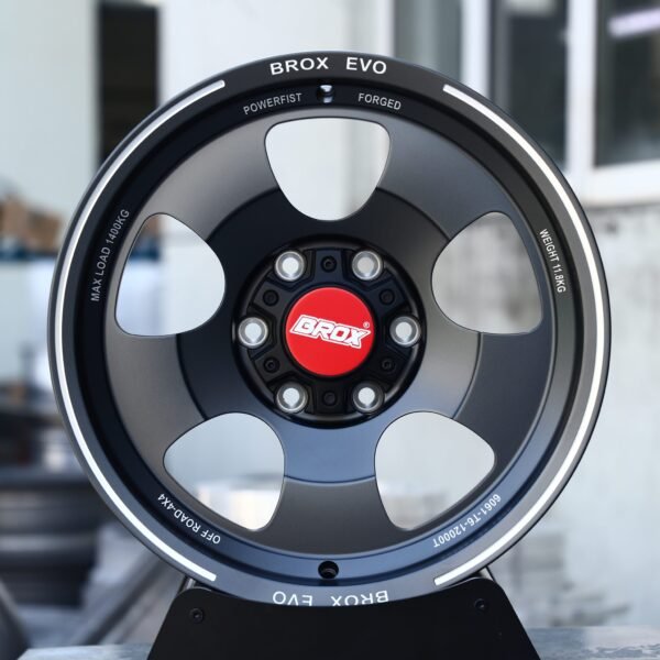 Chevrolet Silverado 1500 wheels – Matte Black 5-Spoke Machined Lip (Brox-Style), front view