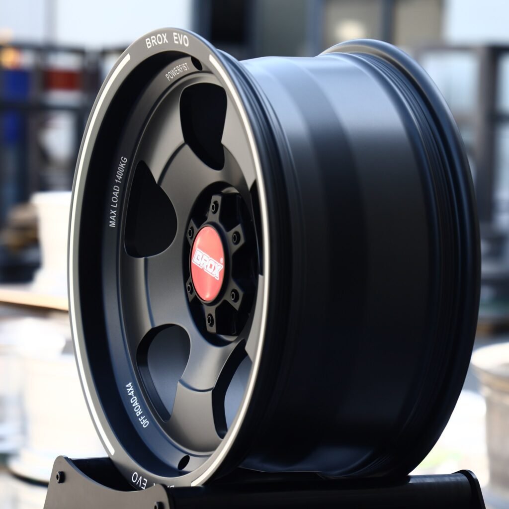 6x139.7 wheels – Matte Black 5-Spoke Machined Lip (Brox-Style), side view