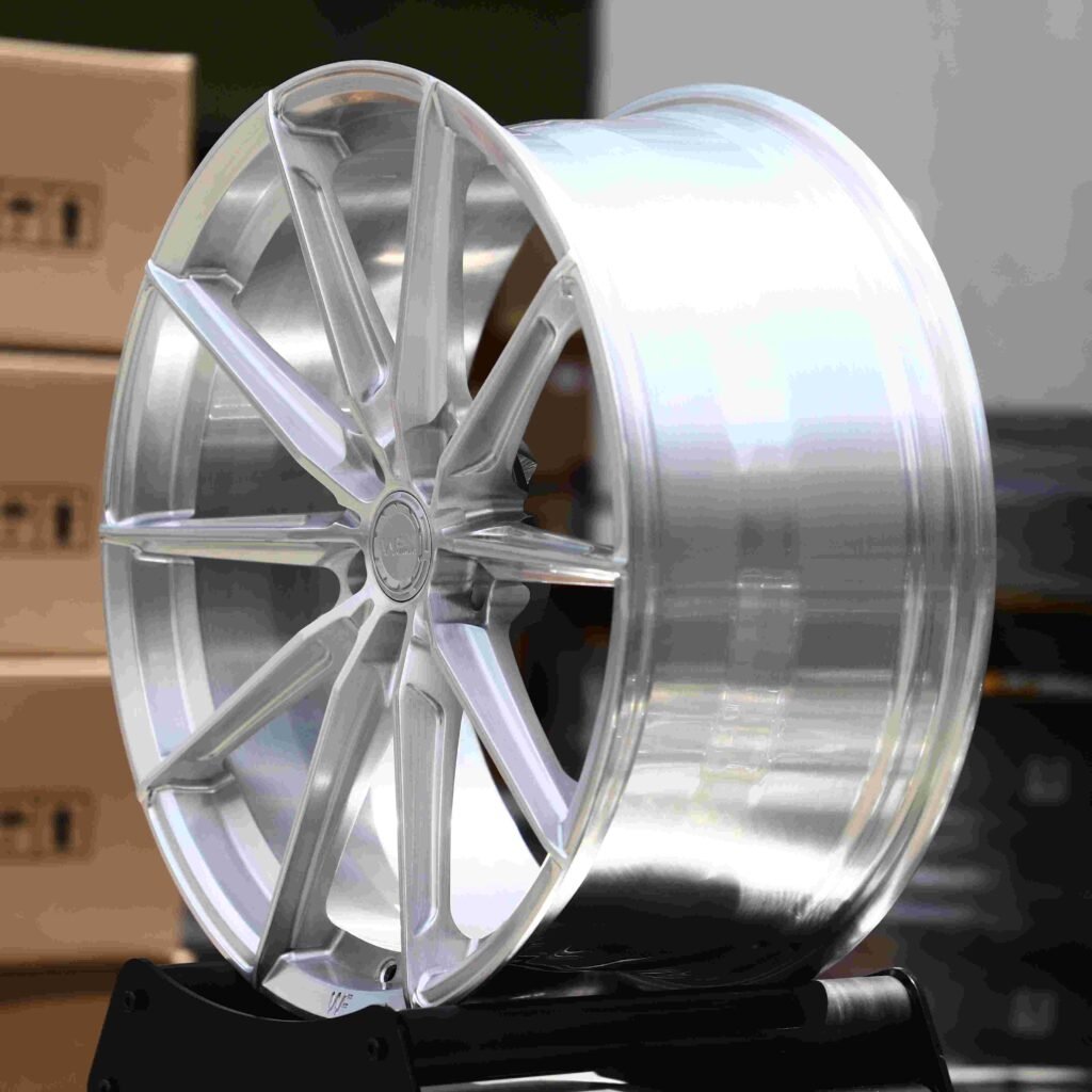 5x112 wheels – Brushed Silver 10-Spoke (Wheelforce-Style), side view