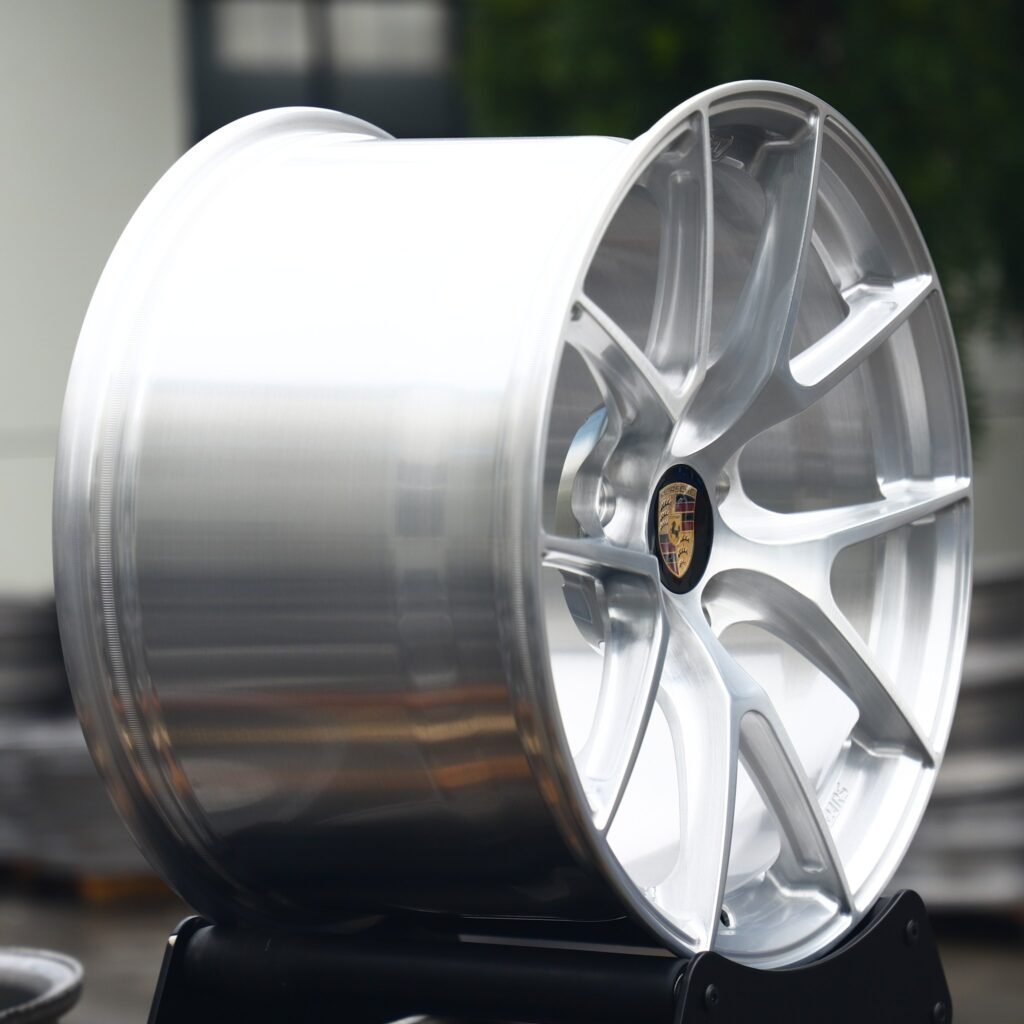 5x130 wheels – Brushed Silver 5 Y-Spoke (Porsche OEM-Style), side view