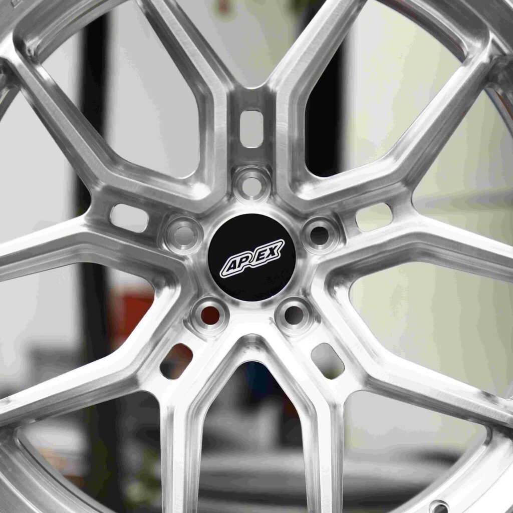 BMW M3 F80 wheels – Brushed Silver 5 Y-Spoke Petal (APEX-Style), lip and barrel detail