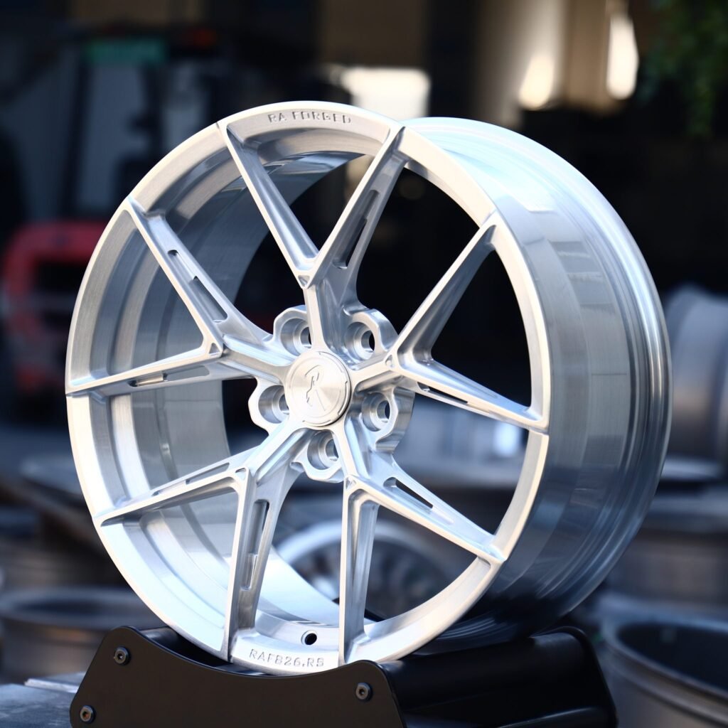BMW M3 G80 wheels – Brushed Silver 5 Y-Spoke Side-Milled, angled view