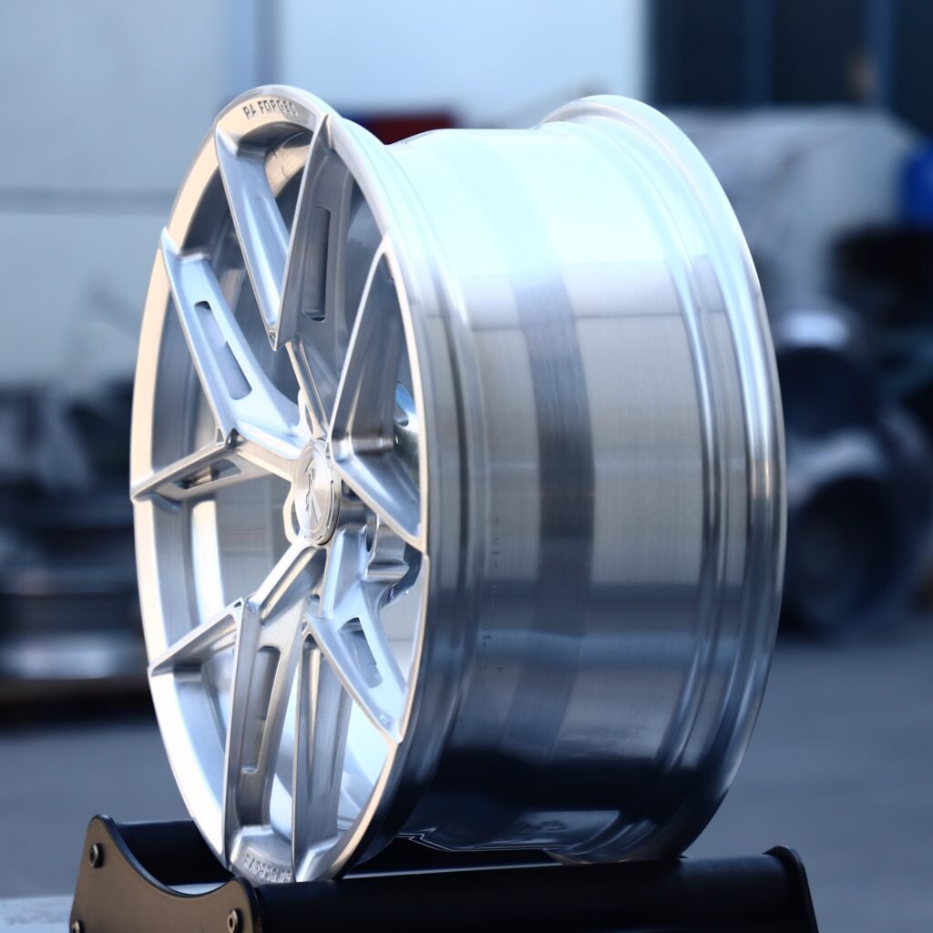 5x112 wheels – Brushed Silver 5 Y-Spoke Side-Milled, side view