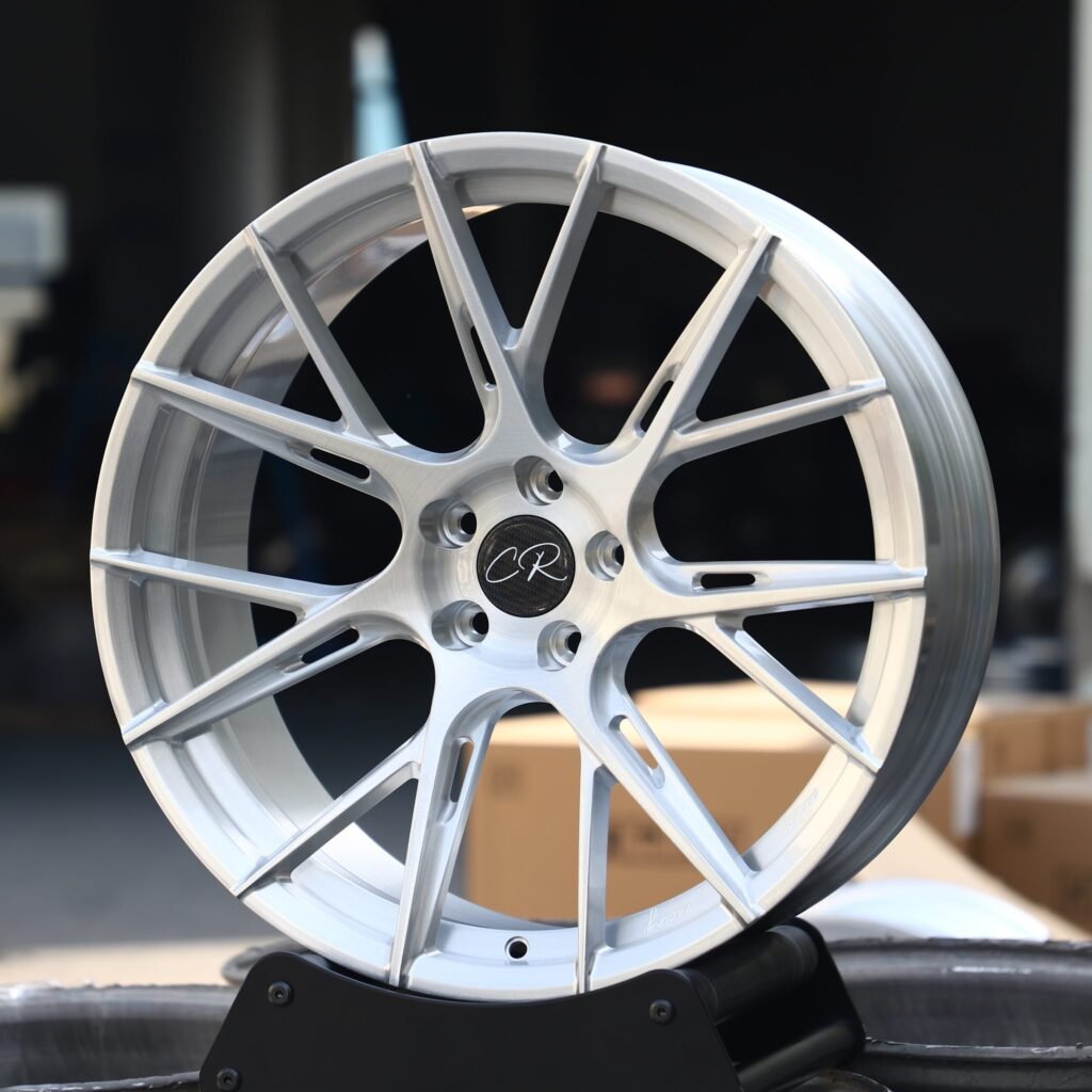 BMW 3 Series F30 wheels – Brushed Silver 7 Y-Spoke Side-Milled, angled view