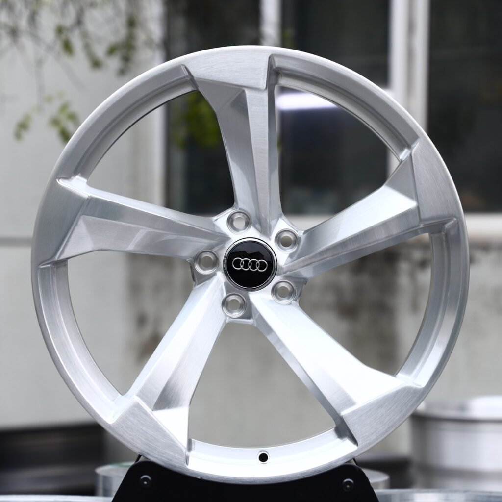 Audi A4 wheels – Brushed Silver Directional Milled, front view