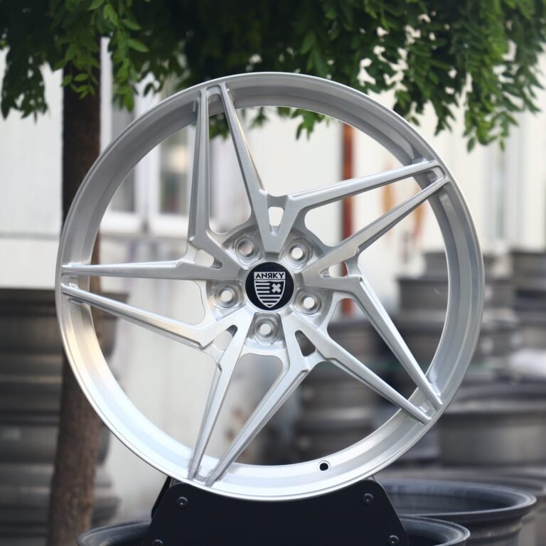 Audi RS3 wheels – Brushed Silver Directional Milled, front view