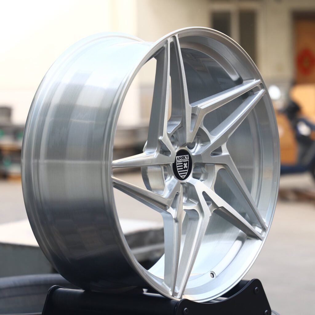 5x112 wheels – Brushed Silver Directional Milled (Anrky-Style), side view