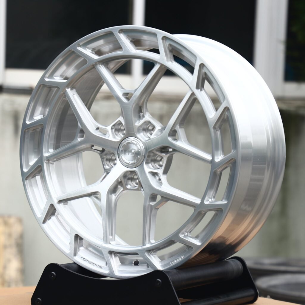 BMW M3 G80 wheels – Brushed Silver Directional Milled, angled view