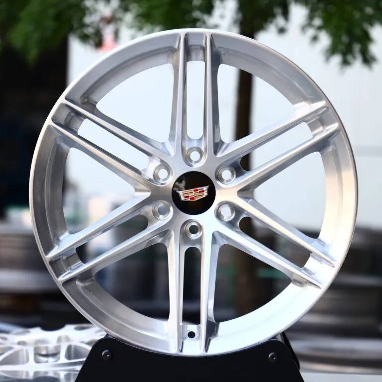 Cadillac OEM-Style Brushed Silver Double 5-Spoke Forged Wheels – Cadillac CT5 / CT6, front view