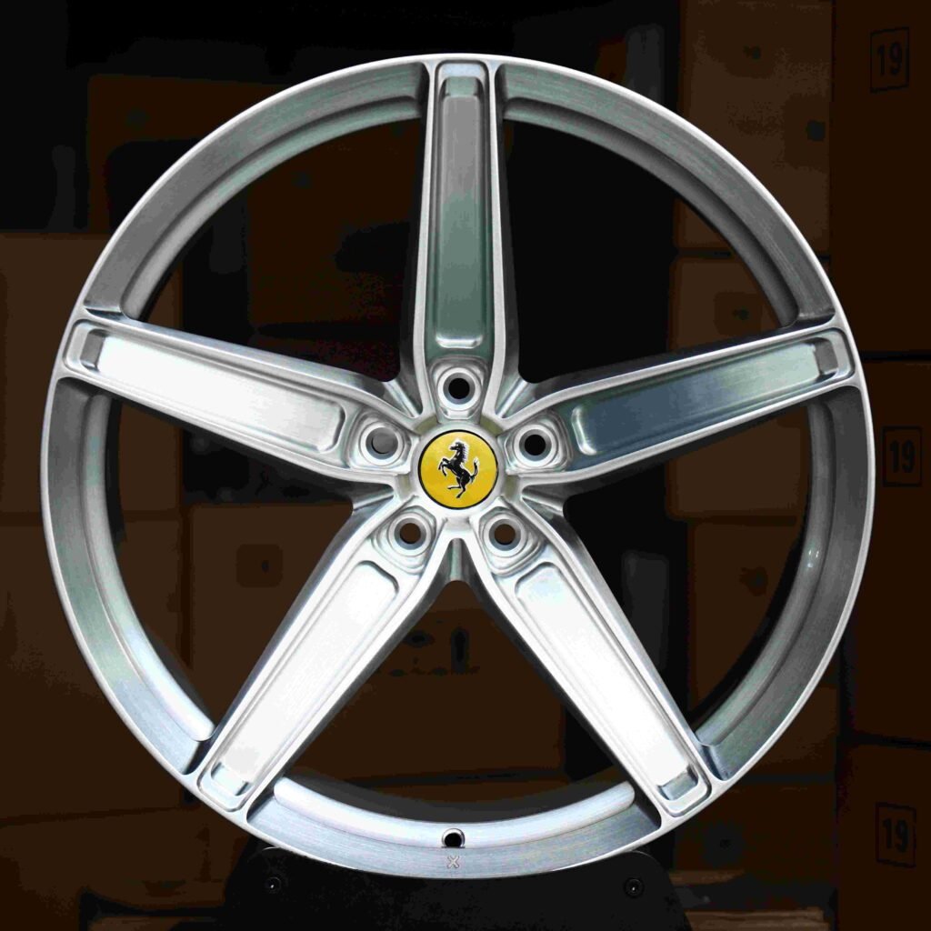 Brushed Silver Forged Wheels - Ferrari 488 / Ferrari F8 Fitment (5-Lug) Monoblock forged wheel