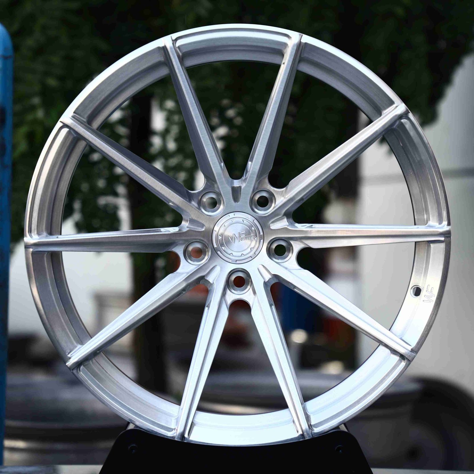 Audi RS3 wheels – Brushed Silver (Wheelforce-Style), front view