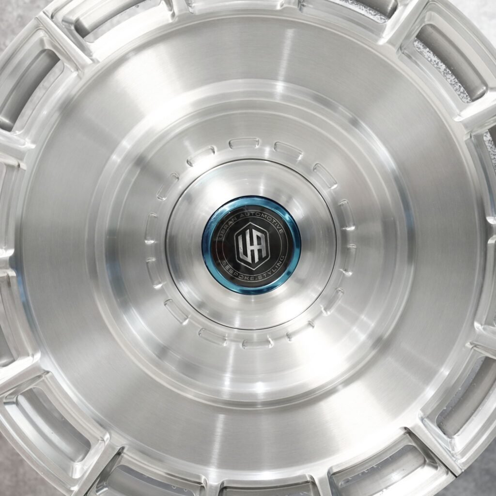 5x130 wheels – Brushed Silver Full-Face Floating Cap, side view