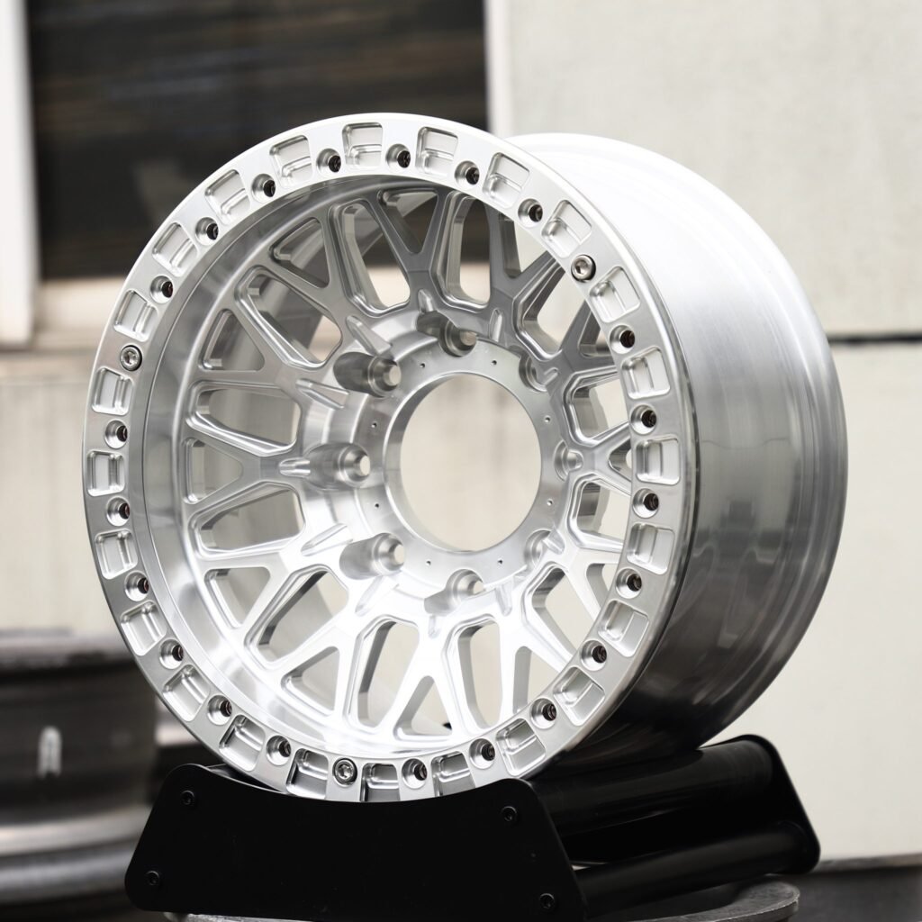8x170 wheels – Brushed Silver Mesh, side view