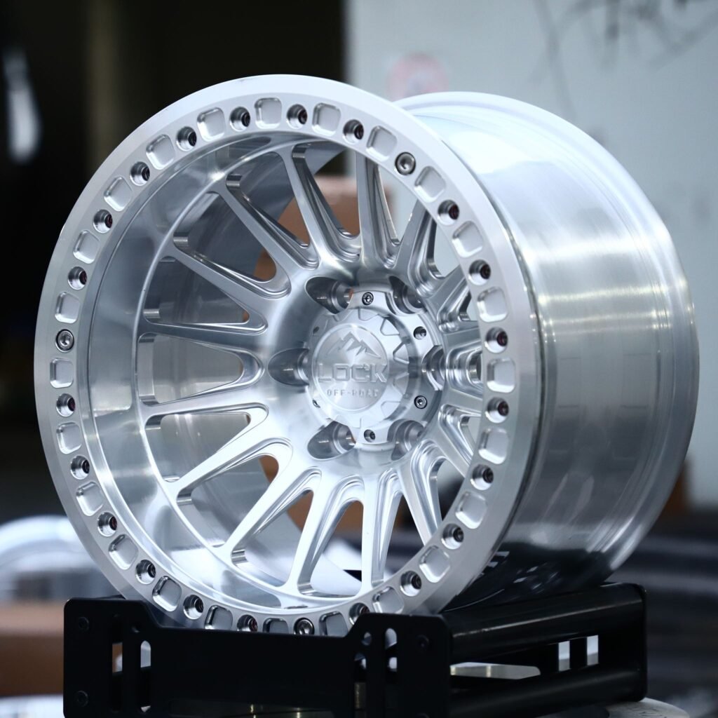 Chevrolet Silverado wheels – Brushed Silver Multi-Spoke, angled view