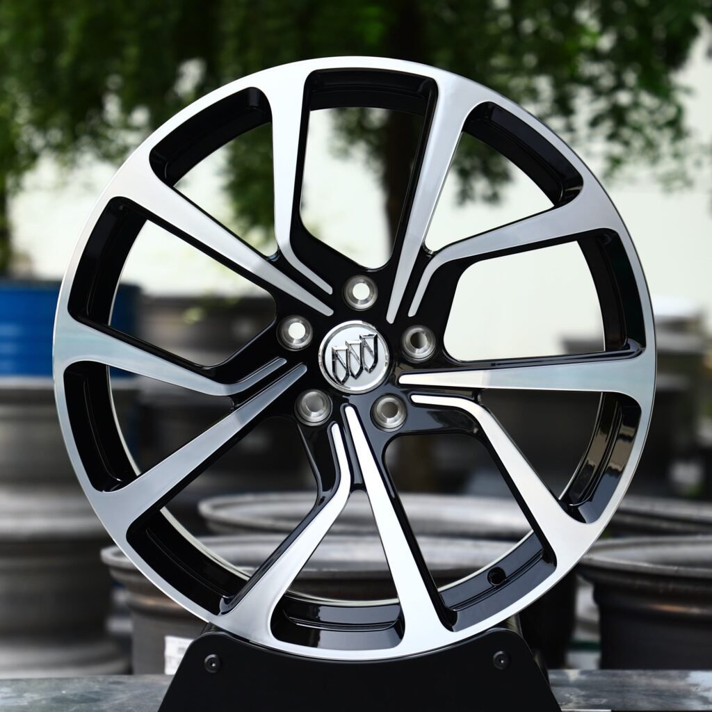 Buick Style Gloss Black 5-Spoke Directional Machined Face Forged Wheels - Cadillac XT6 Fitment (6-Lug) Monoblock forged wheel