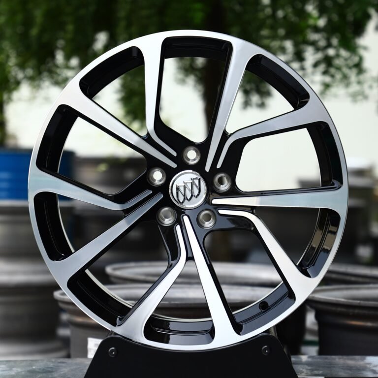 Cadillac XT6 wheels – Gloss Black 5-Spoke Directional Machined Face, front view