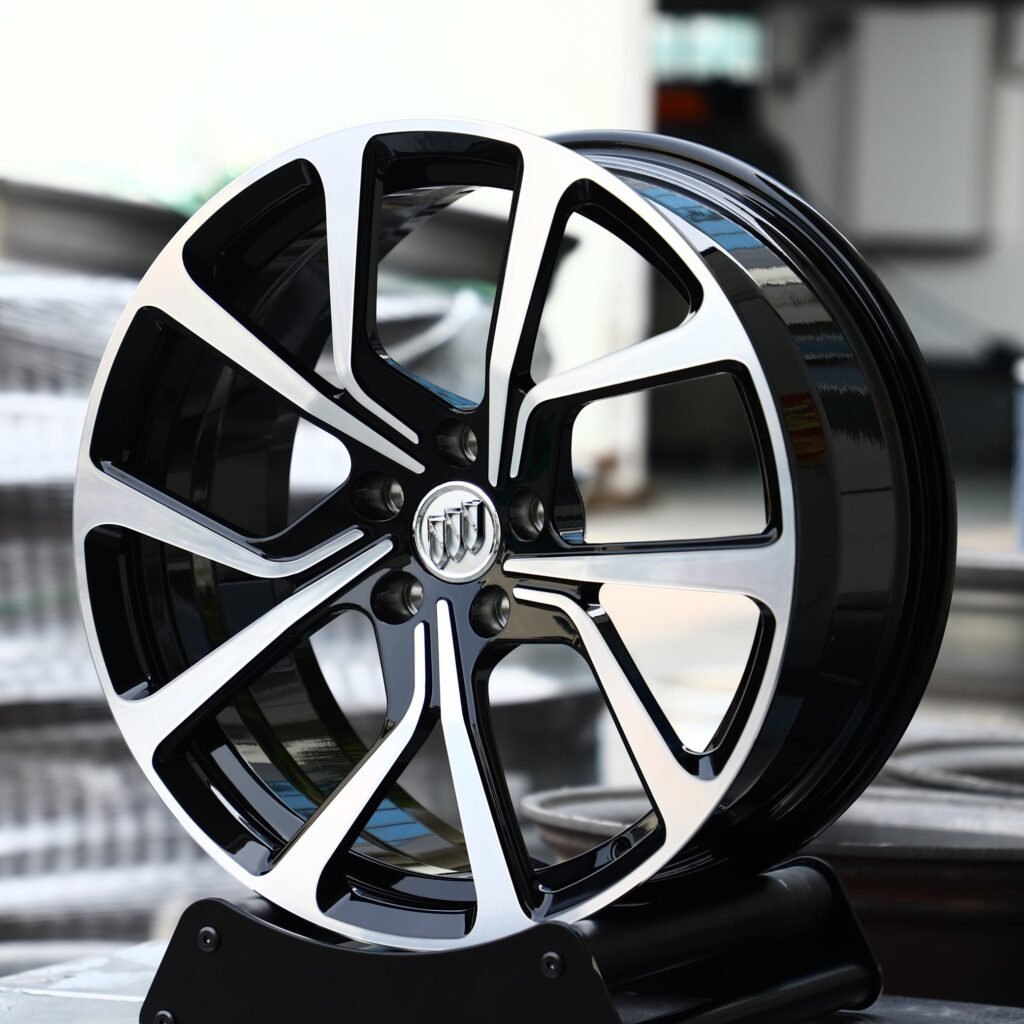 Buick Style Gloss Black 5-Spoke Directional Machined Face Forged Wheels - Cadillac XT6 Fitment (6-Lug) view 3