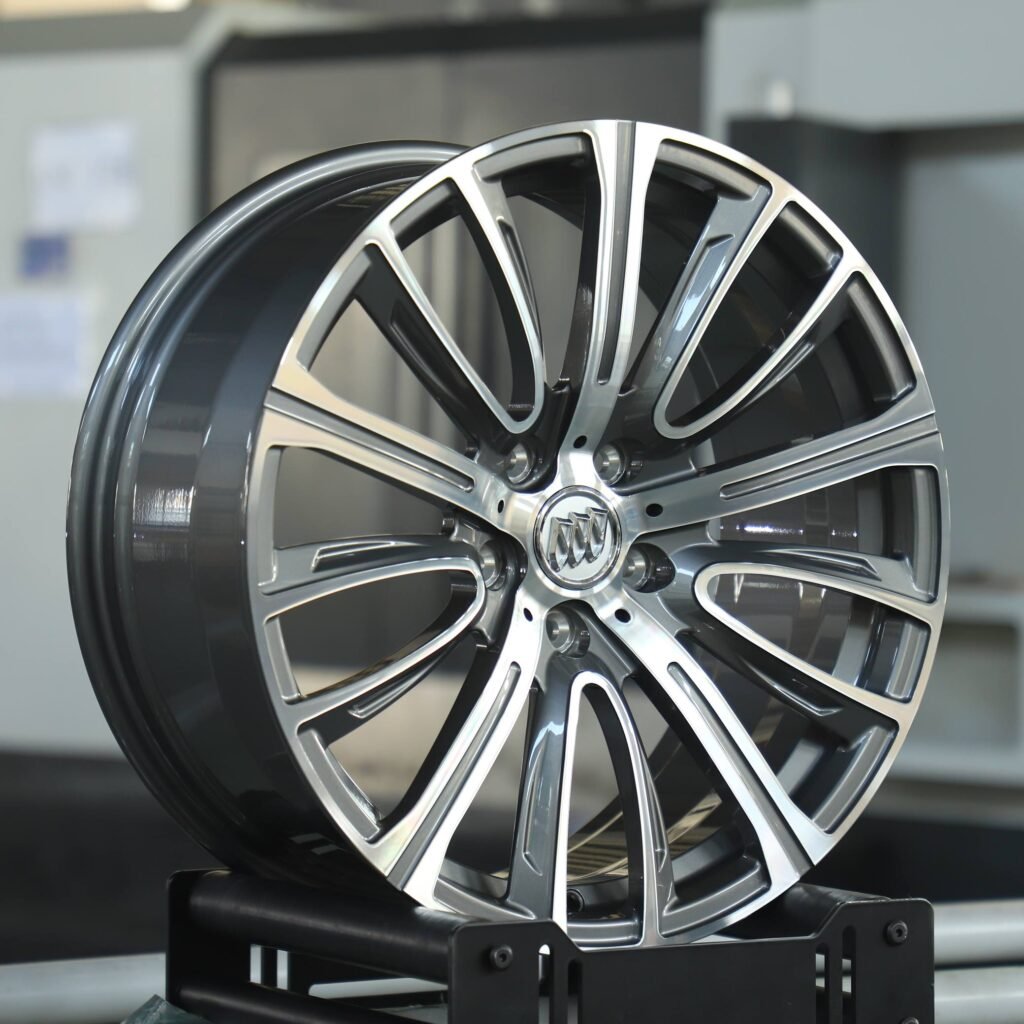 Buick Style Metallic Gray 5-Spoke Machined Face Forged Wheels - Cadillac XT6 Fitment (6-Lug) view 3