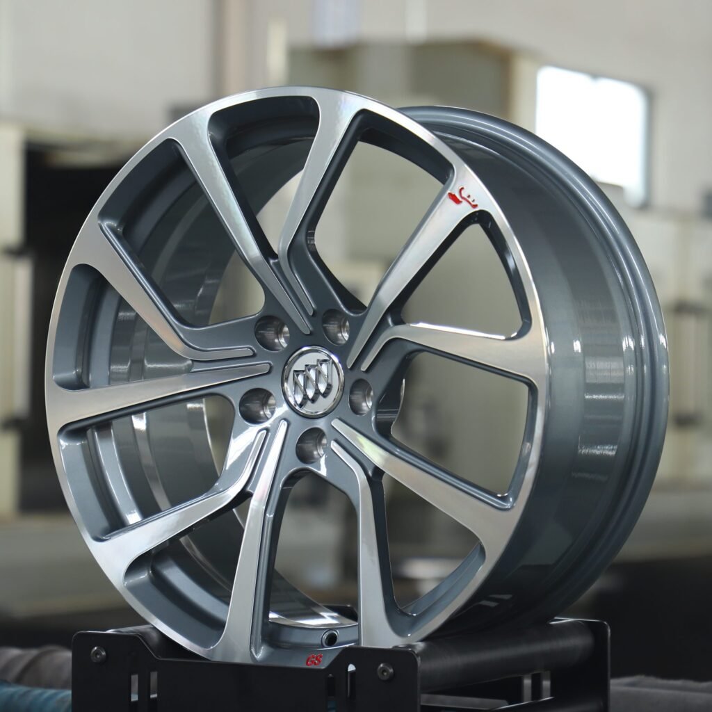 Buick Style Metallic Gray 5-Spoke Machined Face Forged Wheels - Cadillac XT6 Fitment (6-Lug) view 3