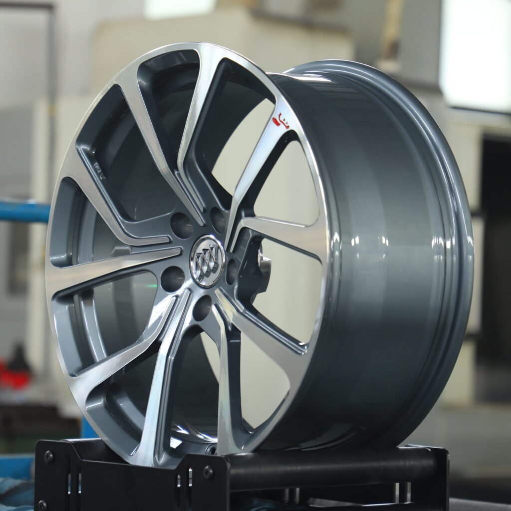 Buick Style Metallic Gray 5-Spoke Machined Face Forged Wheels - Cadillac XT6 Fitment (6-Lug) view 4