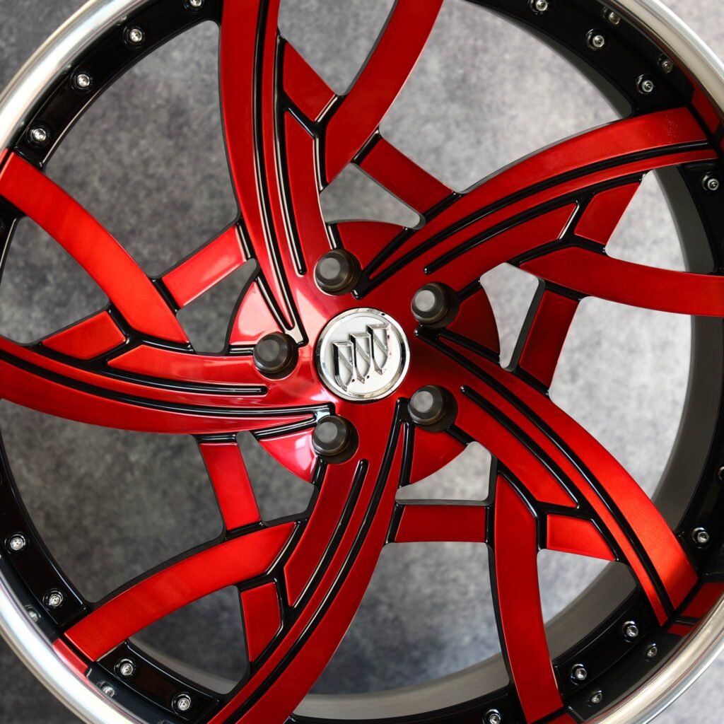Audi A4 B9 wheels – Red 2-Piece, lip and barrel detail