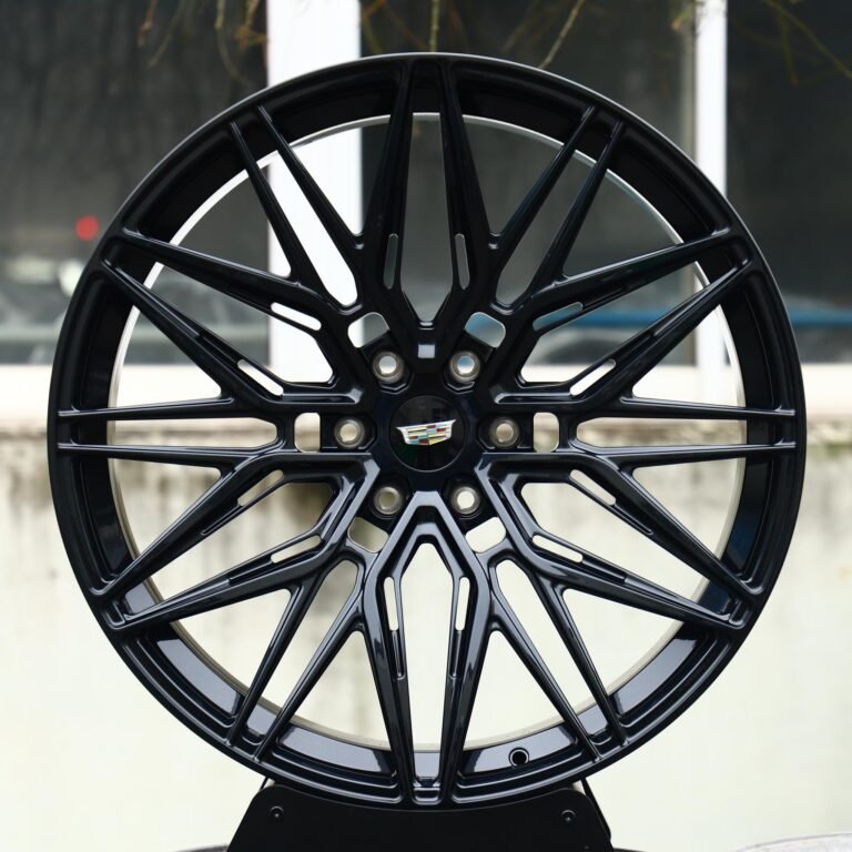 Cadillac Escalade wheels – Gloss Black Multi-Spoke Mesh (Cadillac OEM-Style), front view