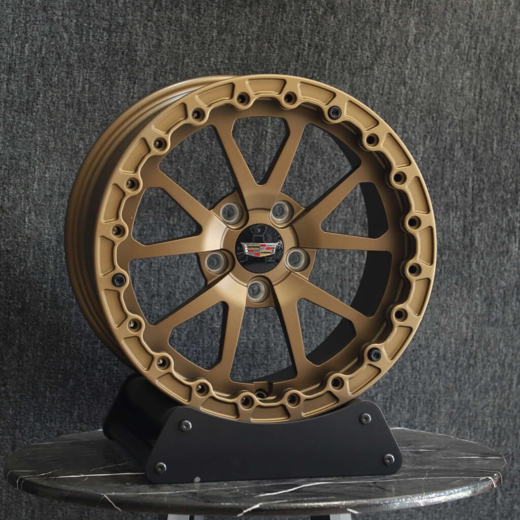 Cadillac Escalade wheels – Bronze 5 V-Spoke Beadlock (Cadillac OEM-Style), angled view