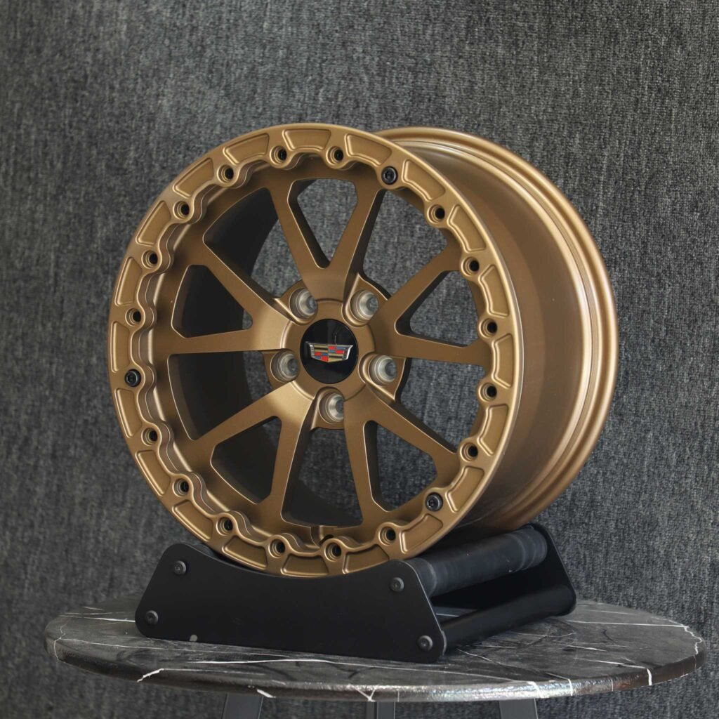 Cadillac Escalade wheels – Bronze 5 V-Spoke Beadlock (Cadillac OEM-Style), lip and barrel detail