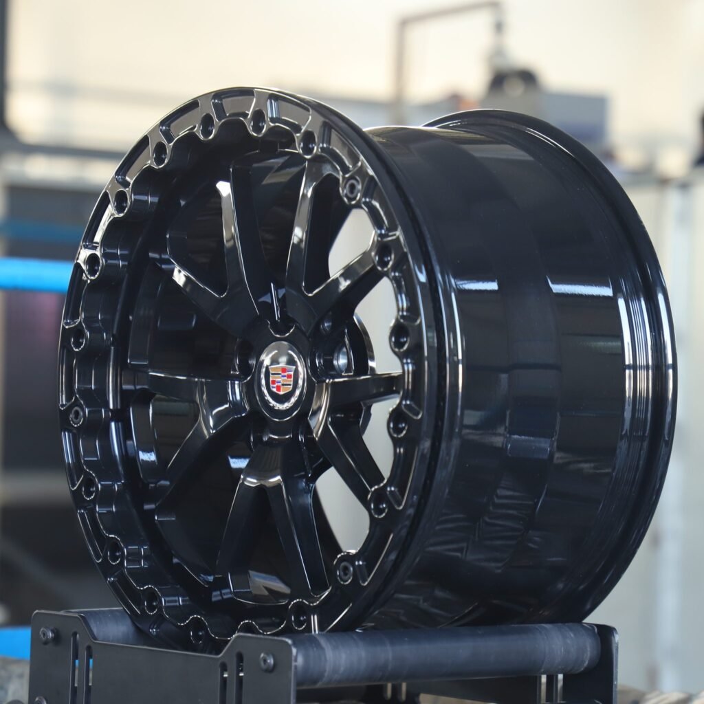 6x139.7 wheels – Gloss Black 5 V-Spoke Beadlock (Cadillac OEM-Style), side view