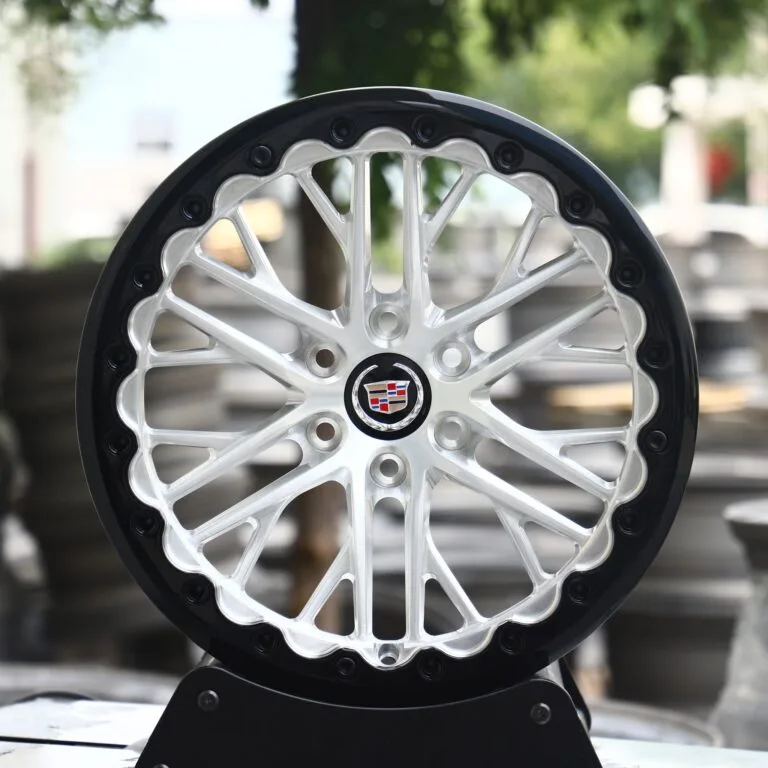 Cadillac OEM-Style Silver Black-Ring Beadlock Off-Road Forged Wheels – Cadillac Escalade, front view